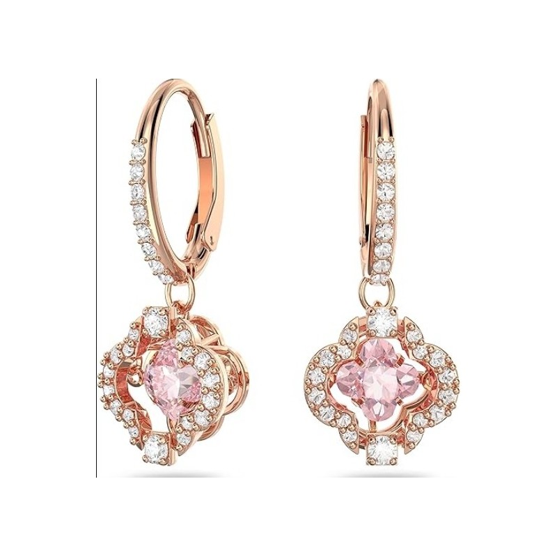 SWAROVSKI Sparkling Dance Clover  Earrings Jewelry  Pink Crystals