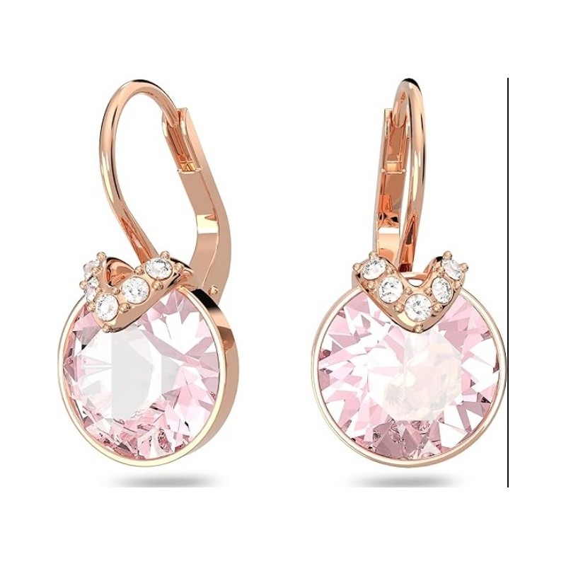 Swarovski Bella Crystal Earrings,Rose Gold Plated Pink Crystal