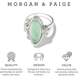 MORGAN & PAIGE Pale Green Jade Ring for Women, Vintage Oval Gemstone