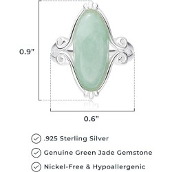 MORGAN & PAIGE Pale Green Jade Ring for Women, Vintage Oval Gemstone