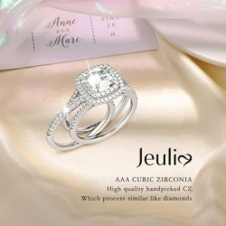 Jeulia Brilliant Classic Band Rings for Women Wedding Promise Ring