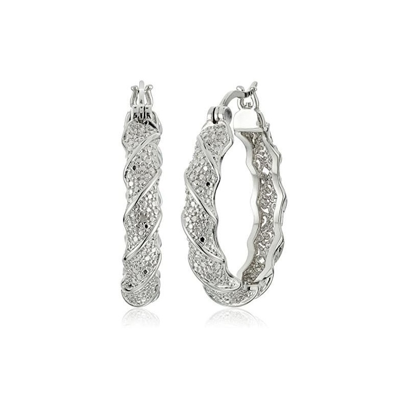 Plated Bronze Diamond Accent Twisted Hoop Earring