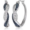 Sterling Silver Crystal Twisted Hoop Earrings