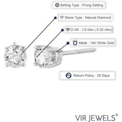 Vir Jewels 1/2 to 2 cttw Diamond Stud Earrings 14K