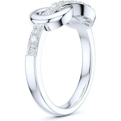 PRSTANI Real Sterling Silver Thick Love Knot Moissanite Ring