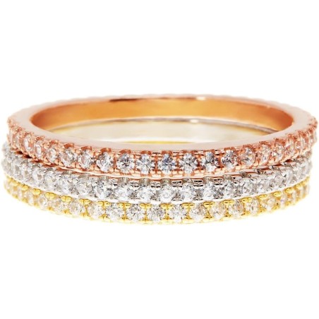 PAVOI Gold Plated Solid 925 Sterling Silver  Diamond Stackable Ring