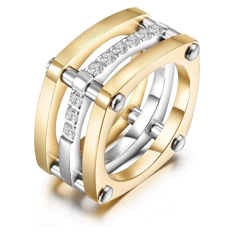 CIUNOFOR 14K Gold Plated Ring Diamond Cocktail Rings Ring Size:8