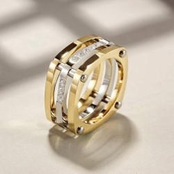 CIUNOFOR 14K Gold Plated Ring Diamond Cocktail Rings Ring Size:8