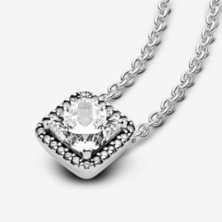 Square Sparkle Halo Necklace