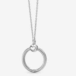 Pandora Moments Small O Pendant Necklace With Classic Cable Chain