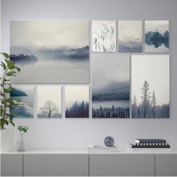 Picture, set of 9, blue landscape, 70 ½x44 "