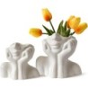 Face Vases -White Ceramic Vase -Set of 2 for Flowers,Cute Head Vase