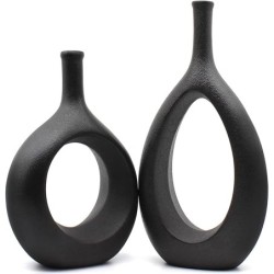 Serdic Ceramic Hollow Vases Set of 2 Modern Decorative Flower Vase for Centerpieces